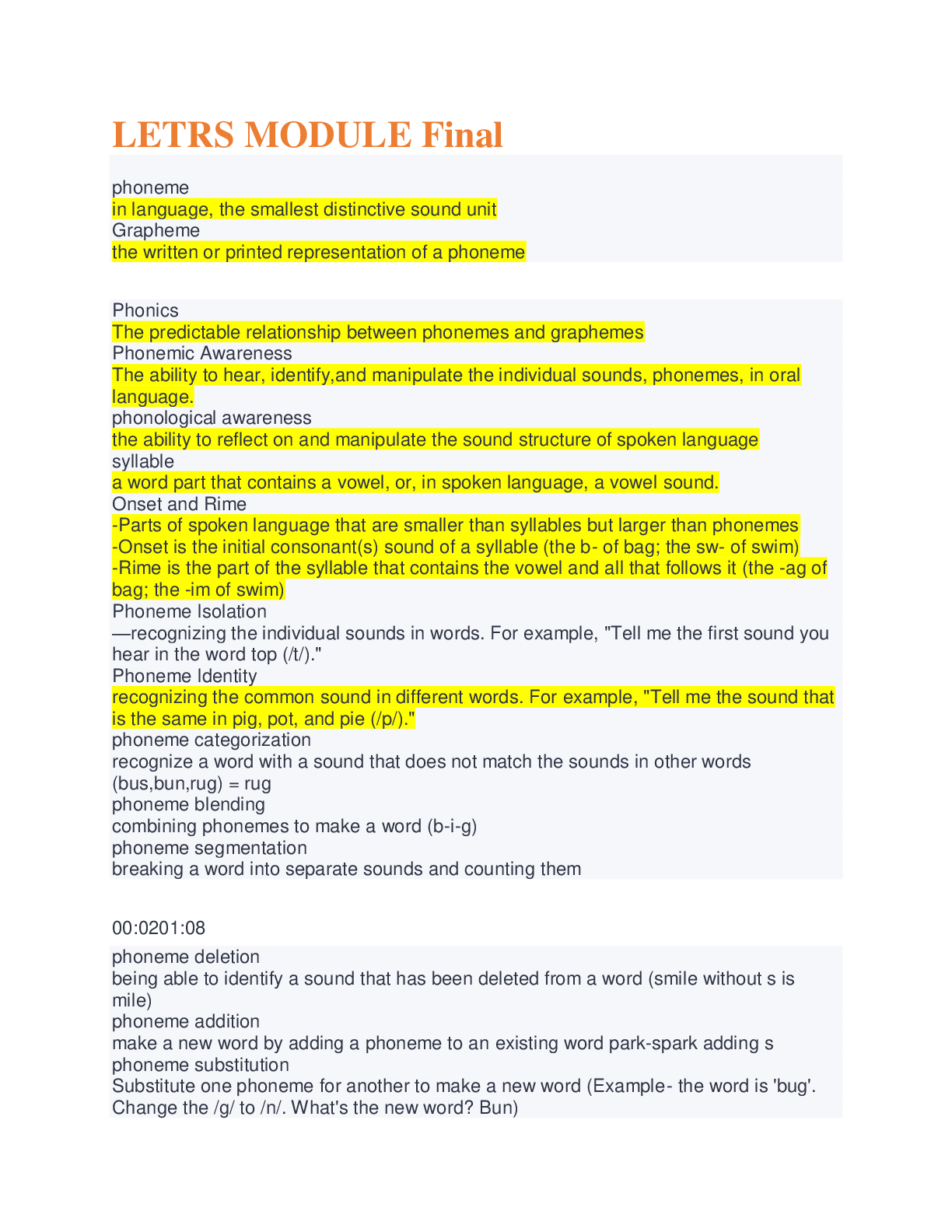 Preview image for LETRS MODULE Final, Comprehensive pre-exam Pass through. Rated A. 2022/2023